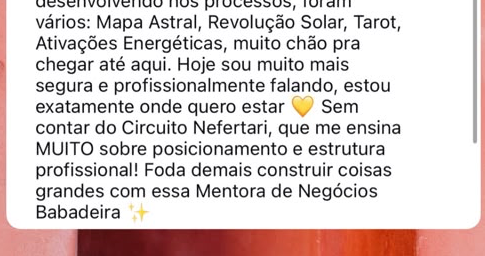 Depoimento de Jaqueline sobre anos de desenvolvimento e o Circuito Nefertari
