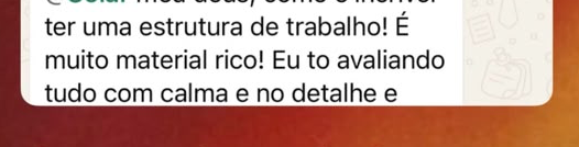 Mensagem sobre a estrutura de trabalho e material do método
